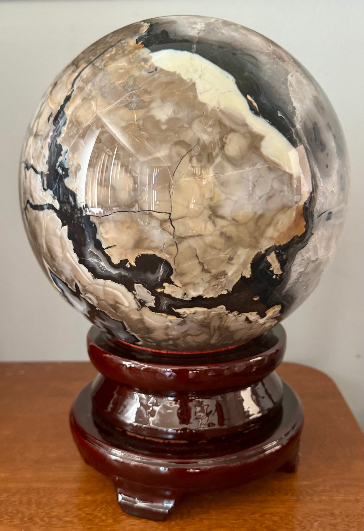 26 LB Natural Volcano Agate & Quartz Sphere – Massive UV Fluorescent Collector Piece
