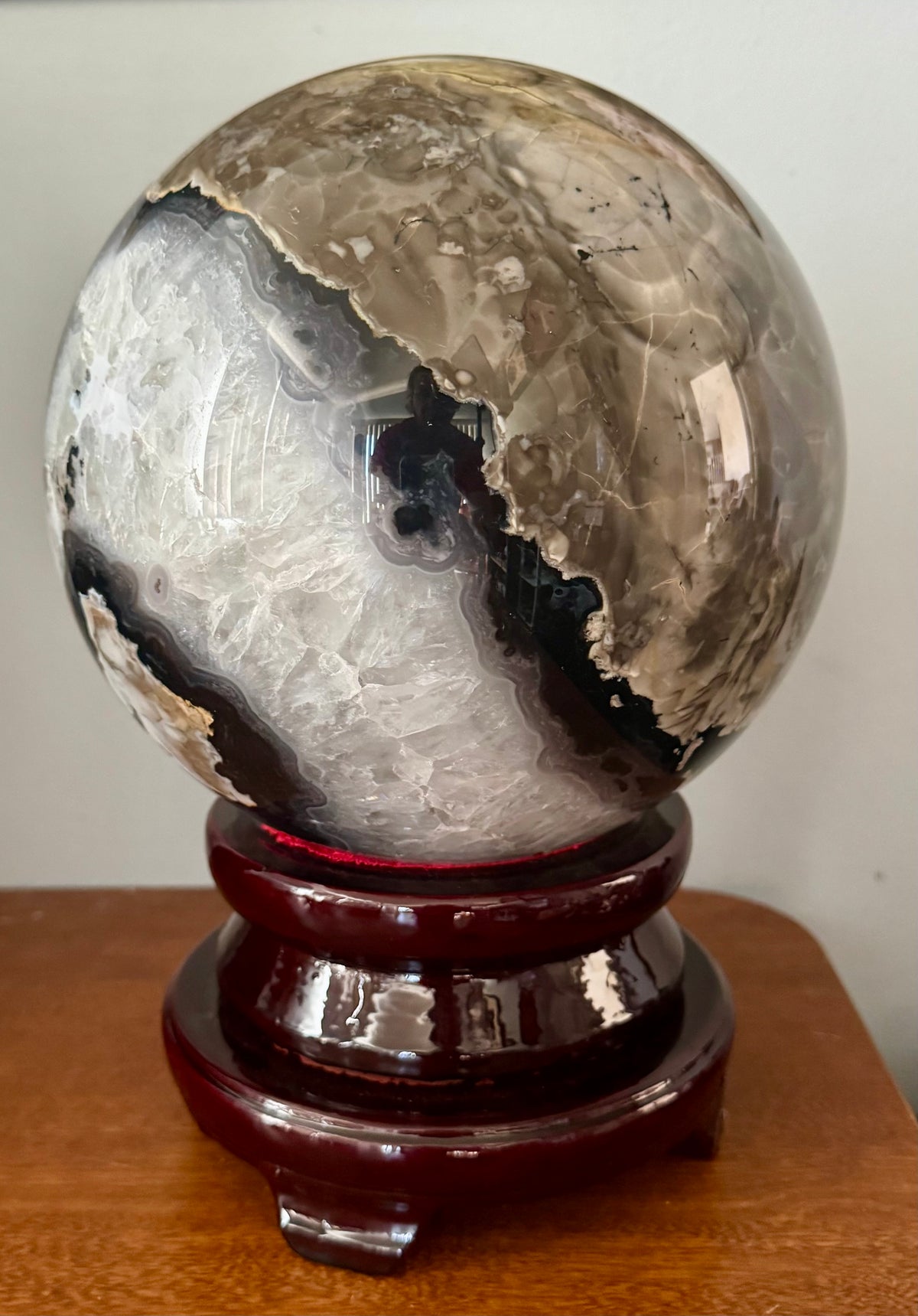 26 LB Natural Volcano Agate & Quartz Sphere – Massive UV Fluorescent Collector Piece