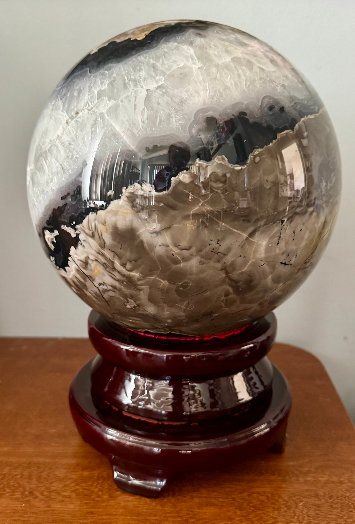 26 LB Natural Volcano Agate & Quartz Sphere – Massive UV Fluorescent Collector Piece