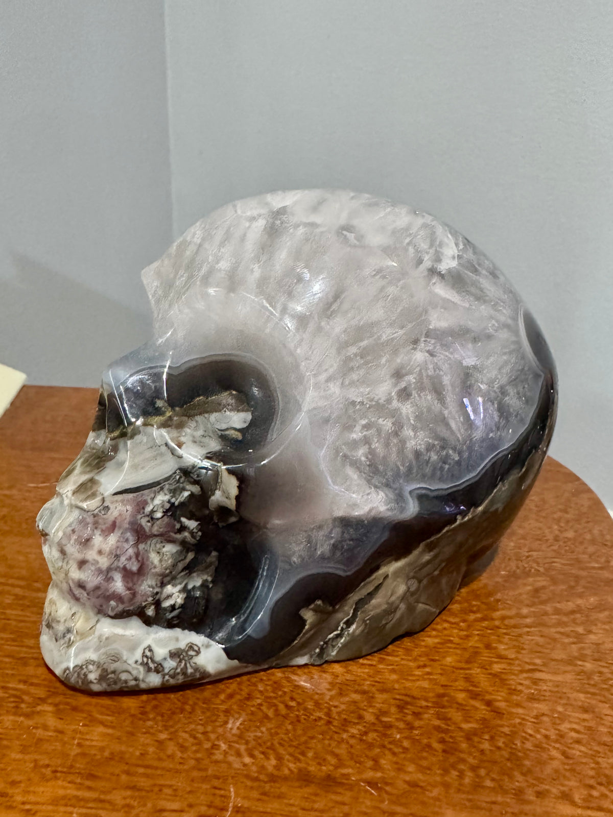 4.06 LB UV Reactive Volcano Agate Skull | Large Fluorescent Green Crystal Skull | One-of-a-Kind Collector Piece