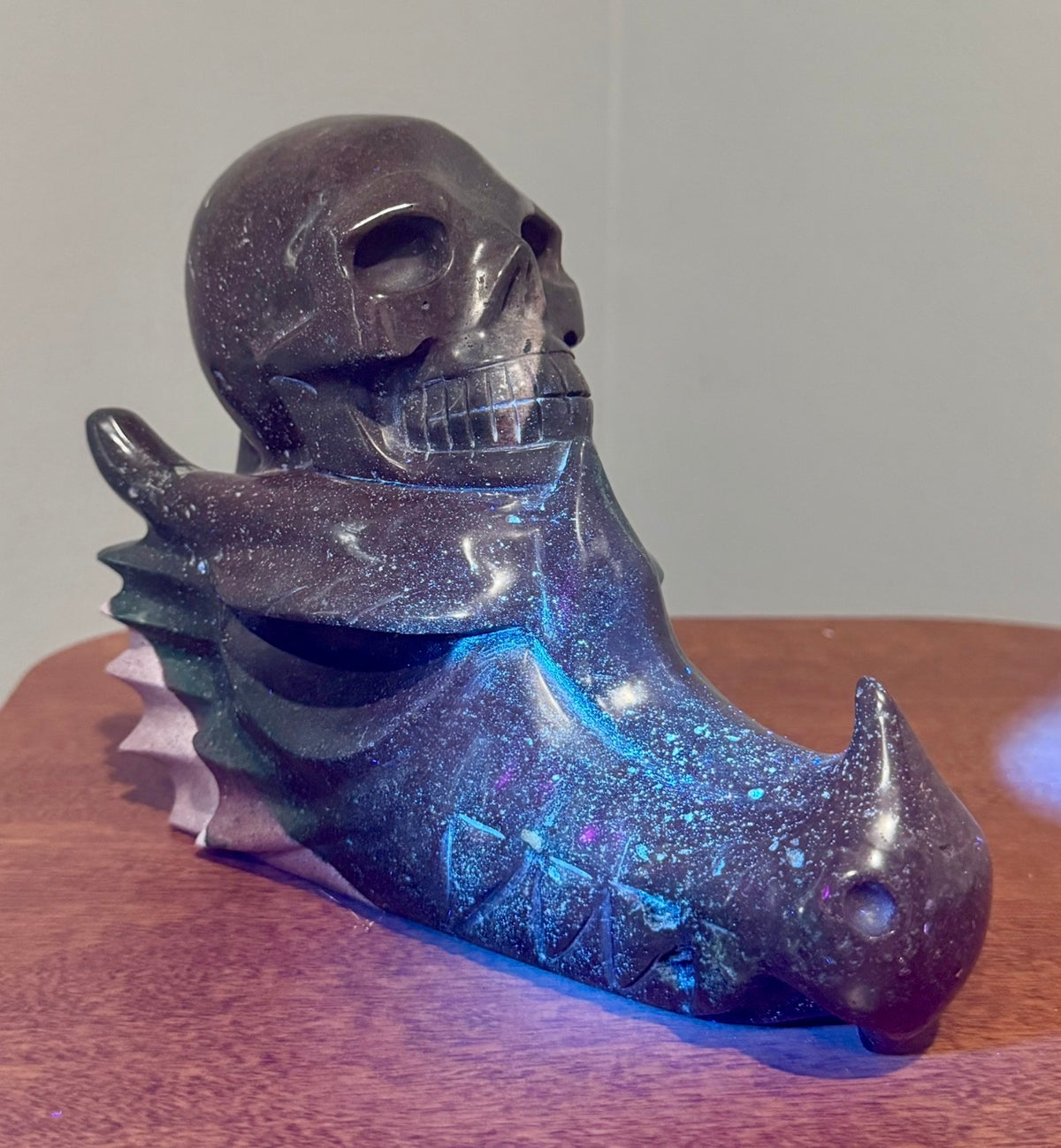 Large Ocean Jasper Dragon Skull Carving – 5.04 lb, 7.5” Collector Sculpture