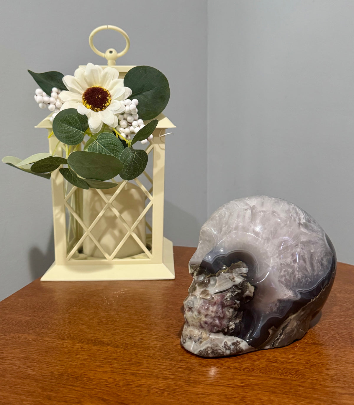 4.06 LB UV Reactive Volcano Agate Skull | Large Fluorescent Green Crystal Skull | One-of-a-Kind Collector Piece
