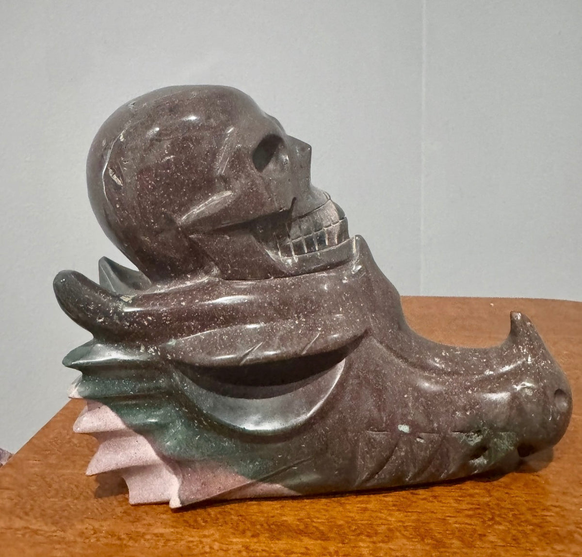Large Ocean Jasper Dragon Skull Carving – 5.04 lb, 7.5” Collector Sculpture