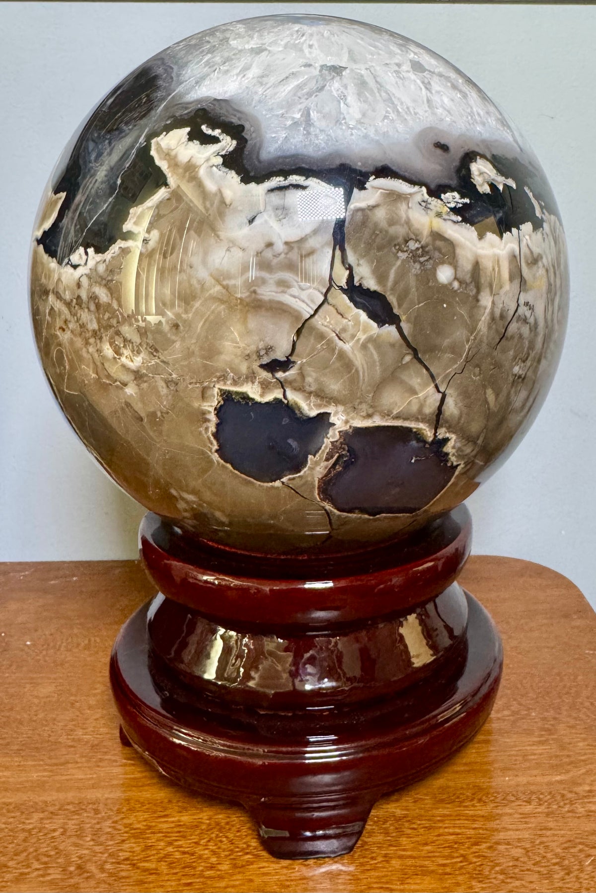 26 LB Natural Volcano Agate & Quartz Sphere – Massive UV Fluorescent Collector Piece