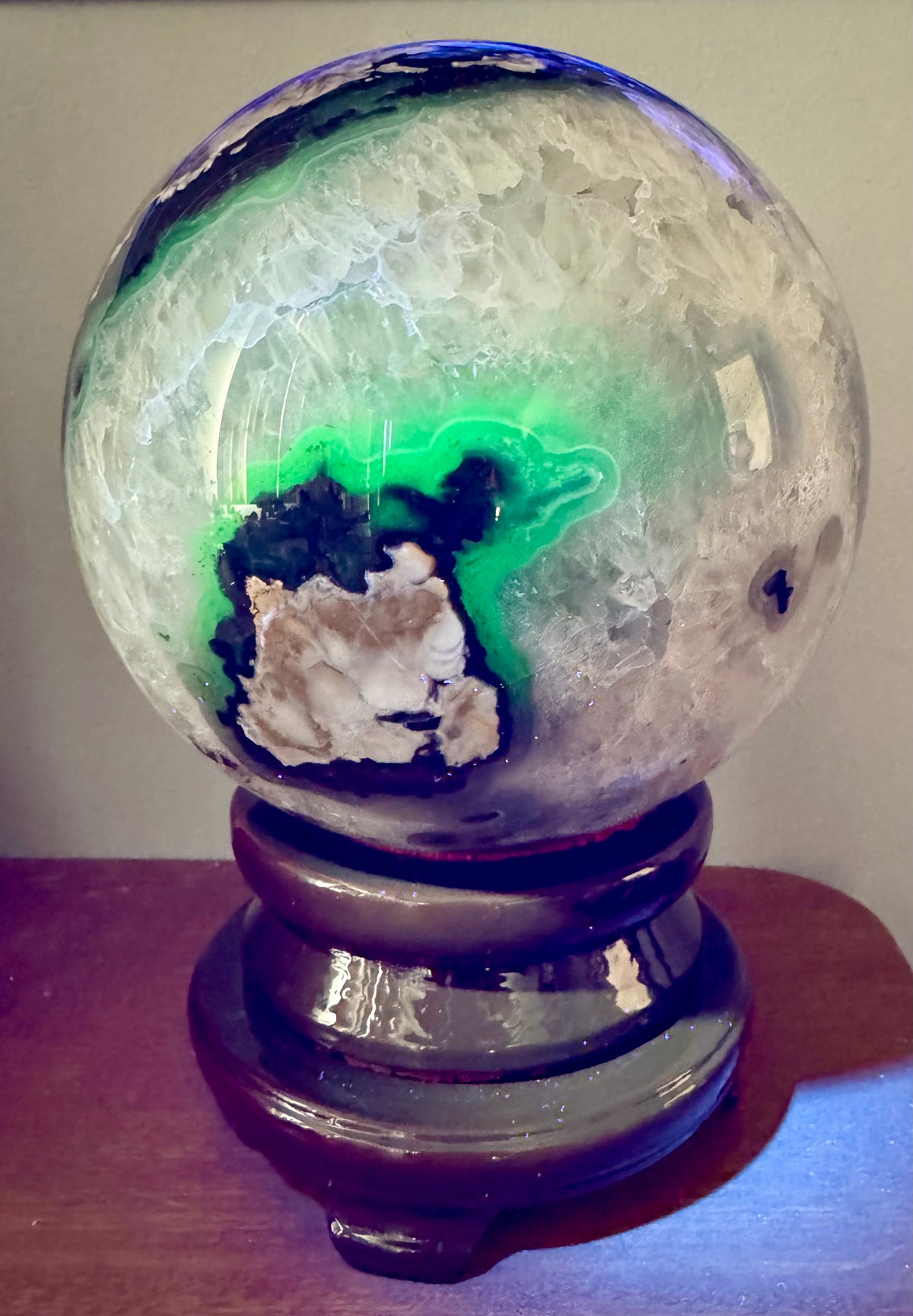 26 LB Natural Volcano Agate & Quartz Sphere – Massive UV Fluorescent Collector Piece
