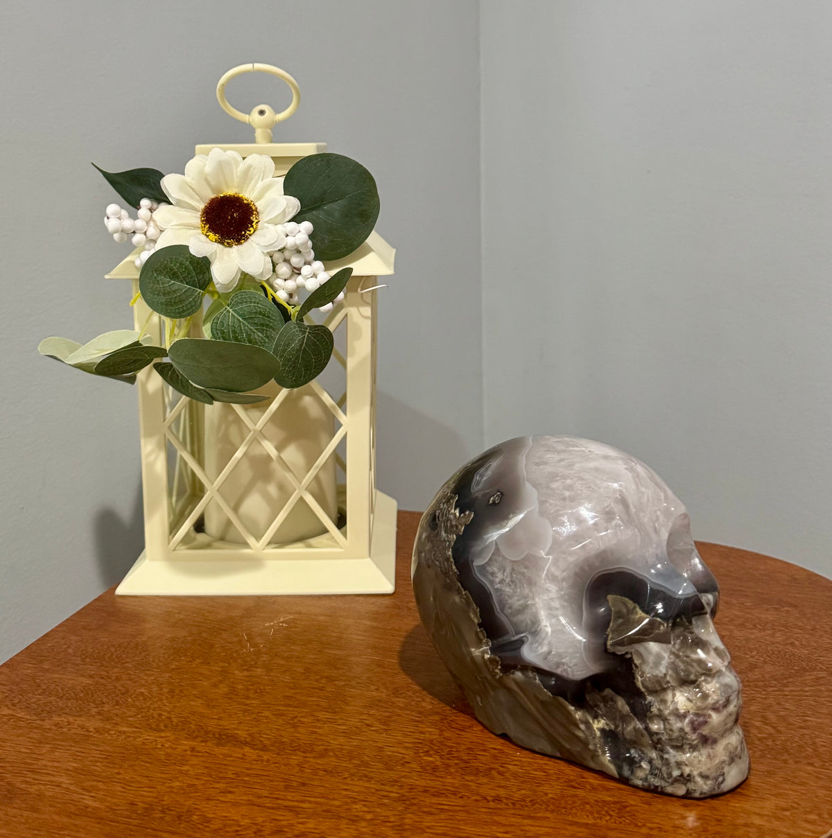 4.06 LB UV Reactive Volcano Agate Skull | Large Fluorescent Green Crystal Skull | One-of-a-Kind Collector Piece